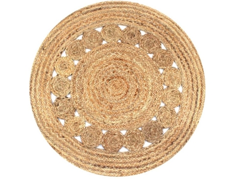 Vidaxl Alfombra Redonda 90cm yute trenzado con diseño decoración casa hogar circular beige 9 90