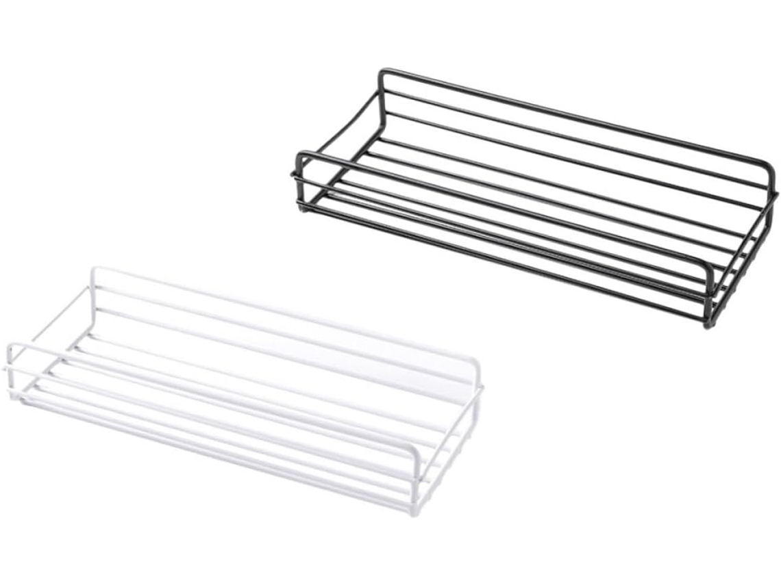 Estante de pared multifuncional para baño y cocina, juego de 2 piezas en hierro, blanco y negro, sin Slowmoose