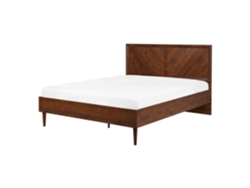 Cama con somier BELIANI Mialet de Tablero de fibra Madera oscura 147x209x106