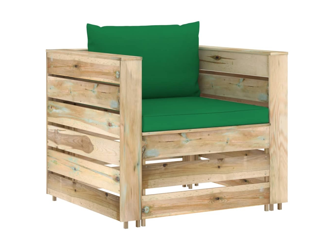 Maison Exclusive - Muebles De Jardín 2 Piezas Con Cojines Madera Impregnada Verde