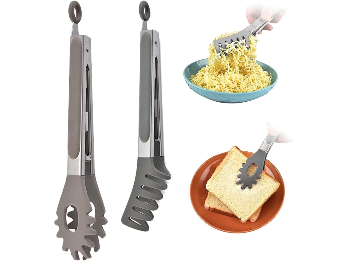 Pinzas Para Pasta Y Barbacoa, 2 Piezas De Acero Inoxidable Resistente Al Calor, Herramientas De Cocina (gris)