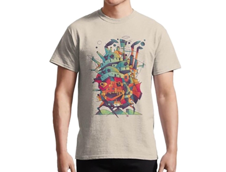 Camiseta ROCKINSTONE Moving Castle Algodón para Hombre (XL - Beige)