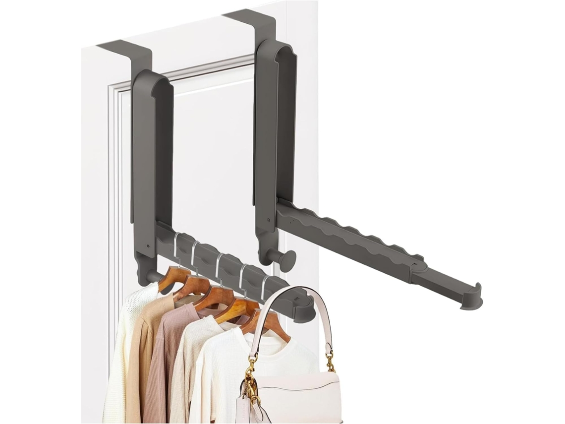 Perchero De Puerta Chrui Plegable Metálico 6 Ganchos (gris)