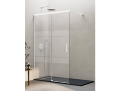 Mampara De Ducha Frontal Walk-in 1+1 Thalassa (basic) 75 Cm Perfil Blanco Cristal Serigrafía