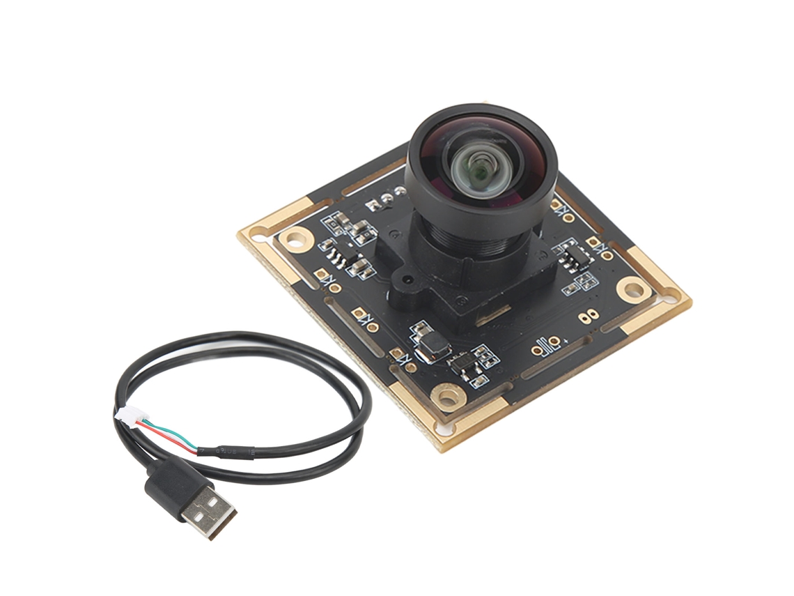 Módulo de câmera USB de 5MP com foco manual, microfone e ângulo de visão amplo de 125°