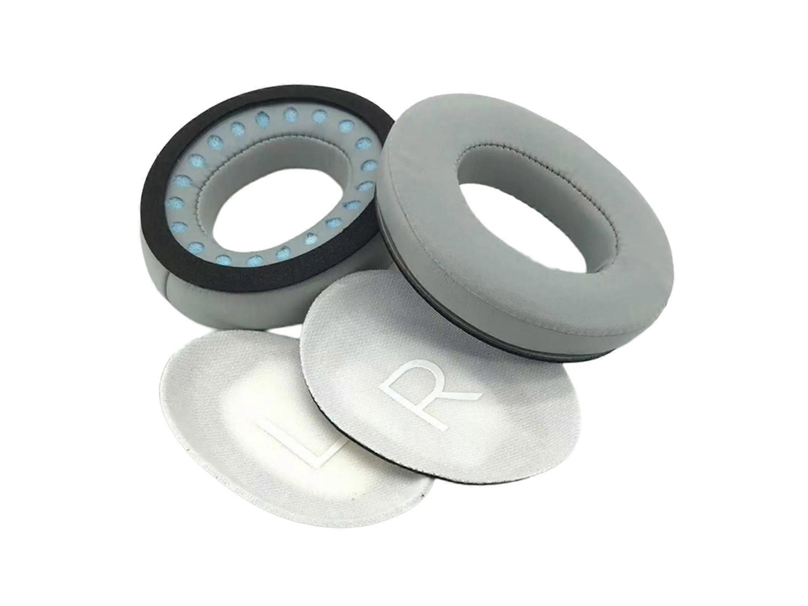 Almohadillas de espuma suave para auriculares QC45, almohadillas ligeras con gel refrescante, color gris de repuesto