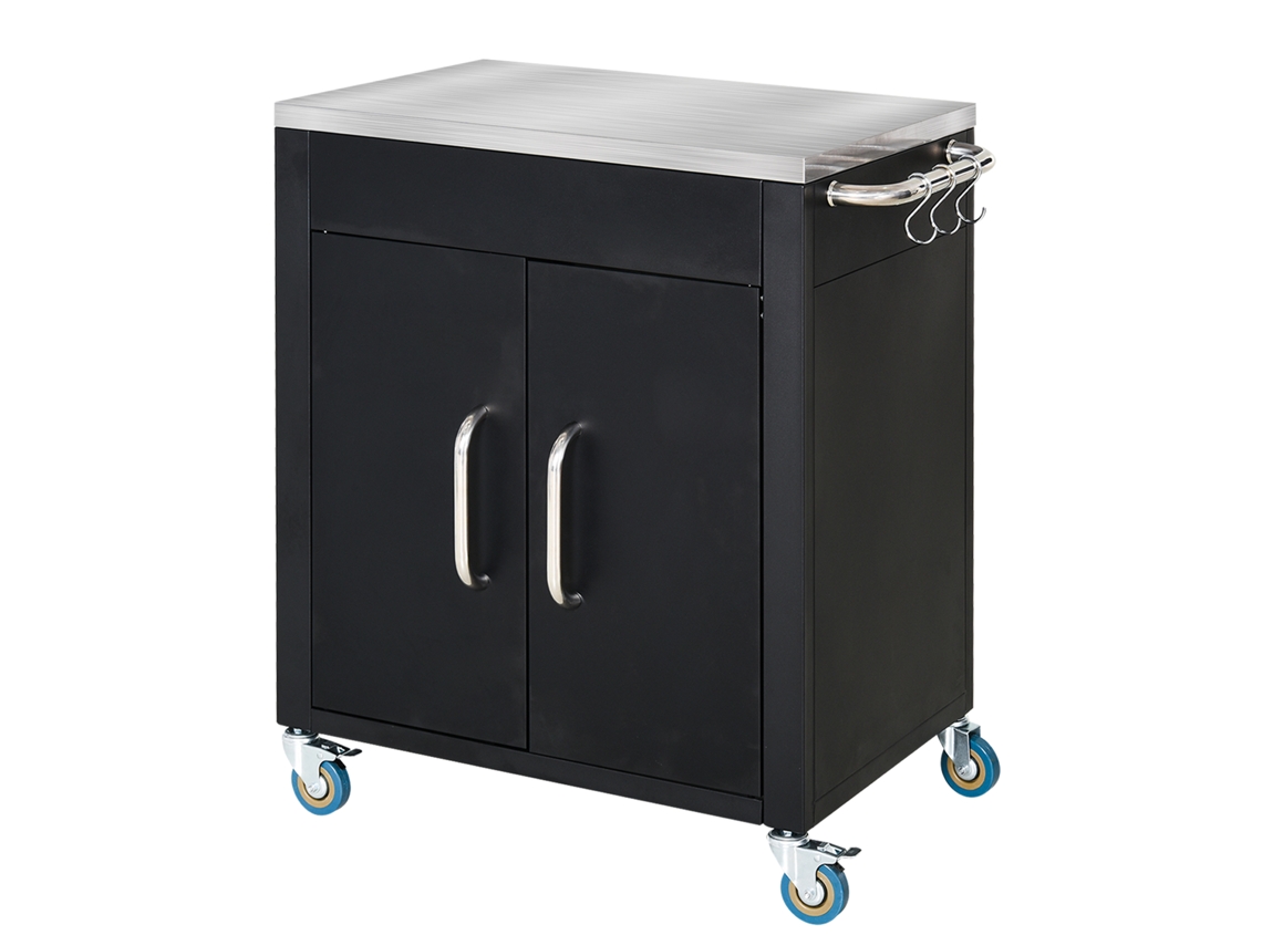 Carrito De Cocina De 86x50x86,5 Cm Con Ganchos De Acero Inoxidable.