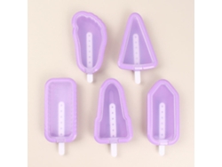 Juego de 5 moldes de silicona hechos a mano para cubitos de hielo en diferentes formas, ideales para hacer helados. MDUG (morado)