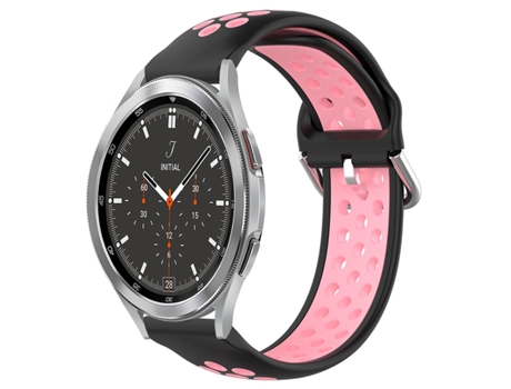 Correa de reloj inteligente para Samsung Galaxy Watch 4 Classic 46 mm 20 mm Correa de reloj deportivo transpirable perforada de silicona (negro + r...