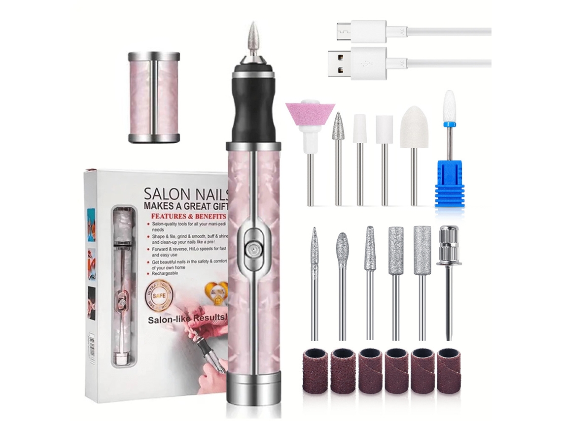 Lixadeira De Unhas Elétrica Profissional De 20000 Rpm Usb Recarregável Com 4 Velocidades Para Manicure E Pedicure Rosa GERTIZ