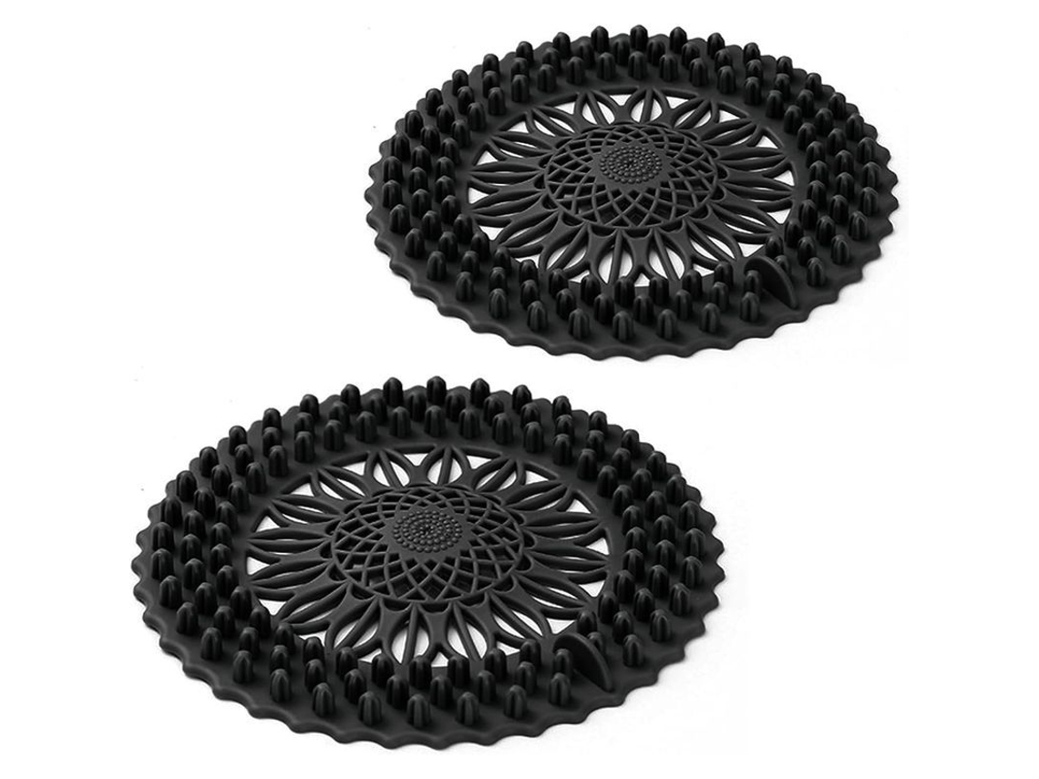 2026-capturador De Cabello Silicona Para Drenaje, Tapón Antipelo Para Baño Cocina, 2 Piezas (negro)