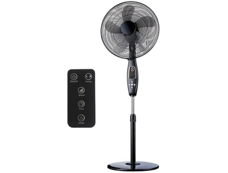 Ventilador Pie EDM con Mando Negro 60W 40 Cm Altura Regulable 110-130 Cm