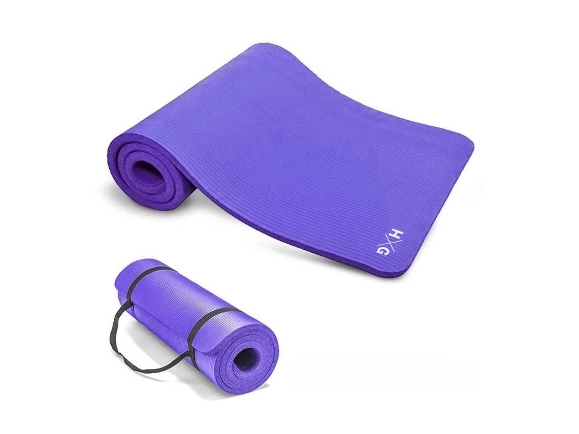 Esterilla De Yoga Y Pilates Hxg Nbr 180x60 Cm | Antideslizante, Resistente A La Humedad, 1 Cm De Grosor, Con Mango De Goma Ultravioleta