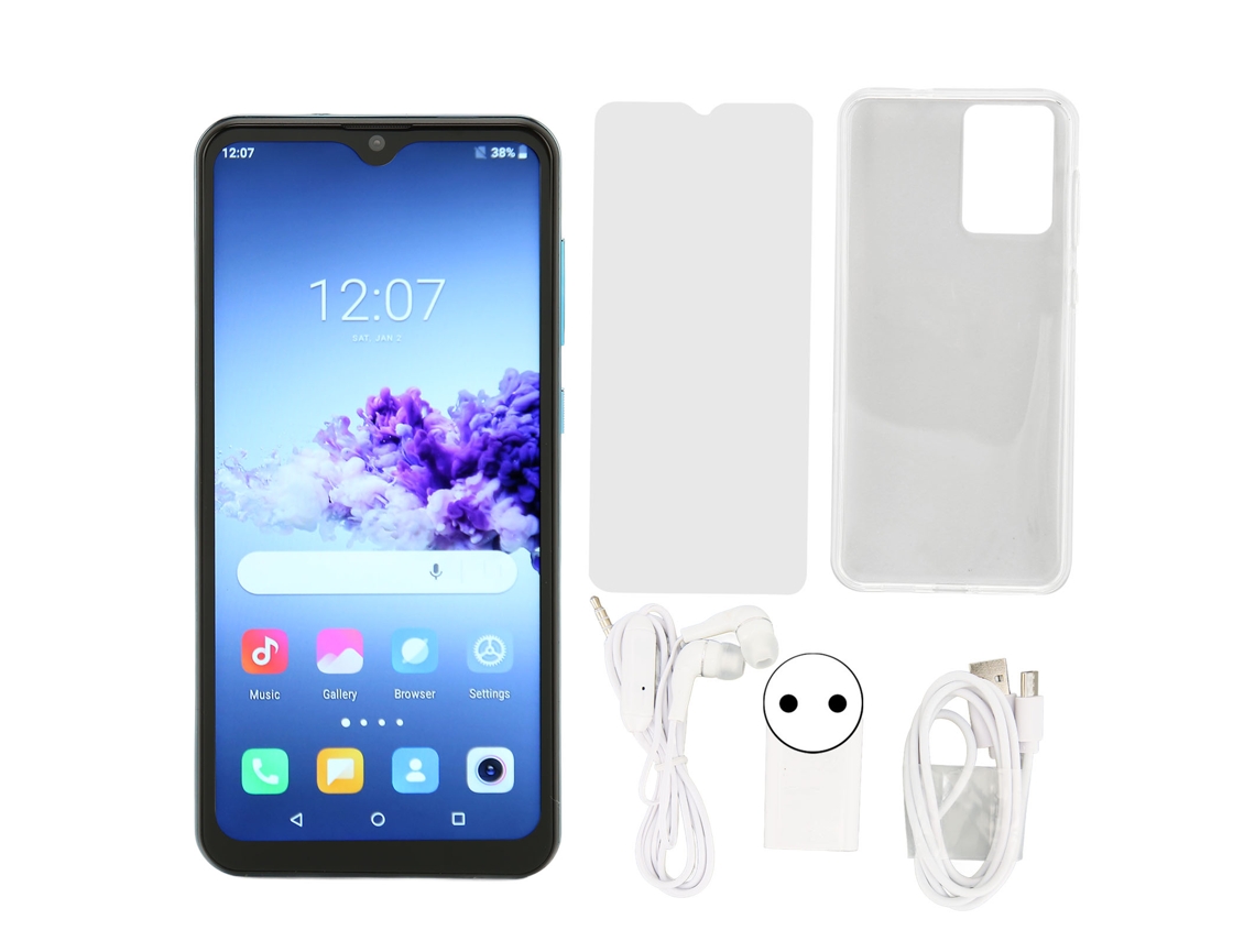 Teléfono Inteligente T1pro De 6,53 Pulgadas, Android 11, 4 Gb De Ram, 64 Gb De Rom, Doble Sim, Desbloqueo Facial, 100-240 V, Enchufe Azul De La Ue.