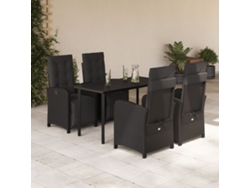 Juego de comedor de jardín de 5 piezas con cojines de mimbre negros de DKD Home Decor
