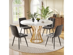 Conjunto De Mesa Y Sillas De Comedor De Cocina Moderno, Mesa De Comedor Redonda Con Un Diámetro De 80 Cm, Sillas De Comedor De Terciopelo.