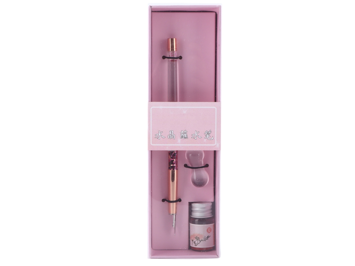 Pluma decorativa de cristal rosa para caligrafía - Regalo