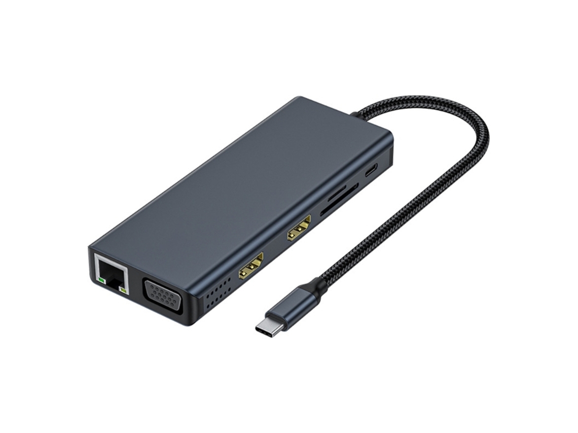 Estación de fondeo YIZHOOD Monitores dobles 12 en 1 Concentrador USB C Adaptador multipuerto 6 puertos USB gris