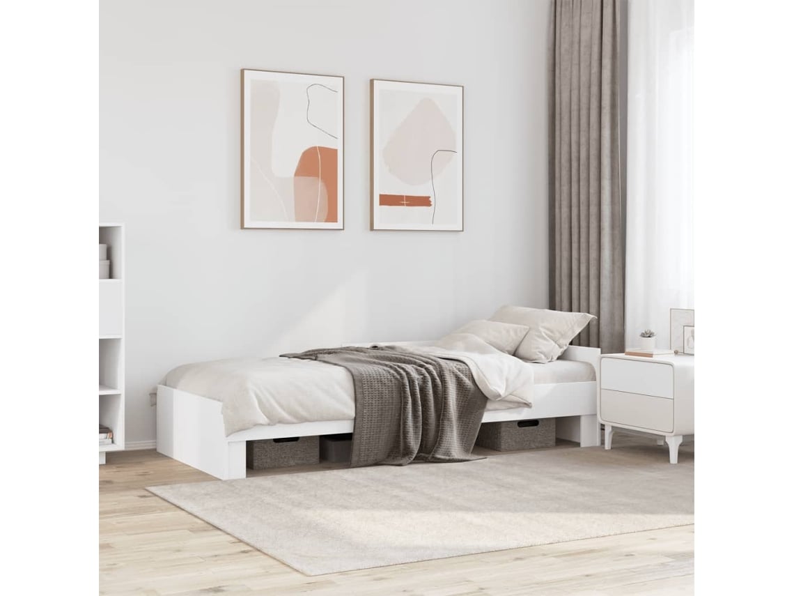 Estructura De Cama Madera De Ingeniería Blanca 75x190 Cm