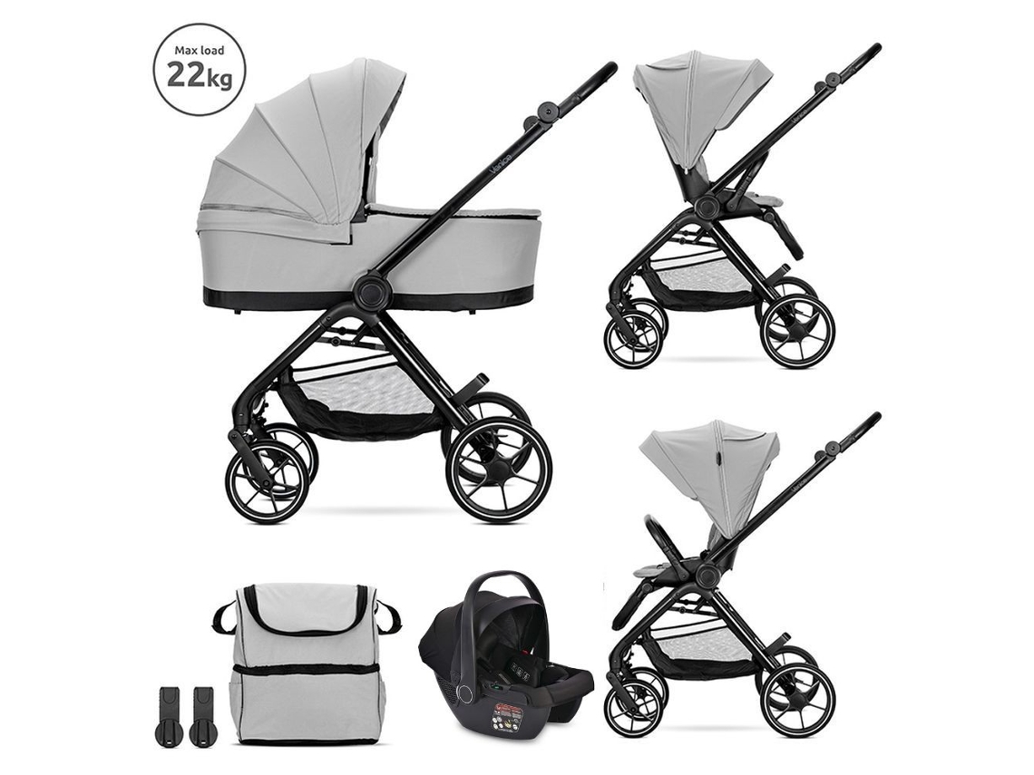 Cochecito Venice Grey Trio con asiento de coche Aria Luxe tamaño I de Lorelli