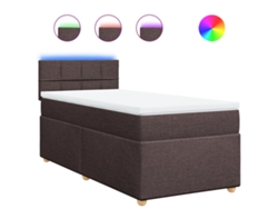 Maison Exclusive - Cama Box Spring Con Colchón Tela Marrón Oscuro 90x190 Cm