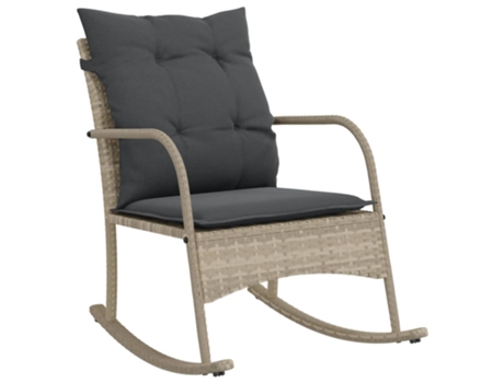 Silla mecedora de jardín VIDAXL con cojines ratán sintético gris claro