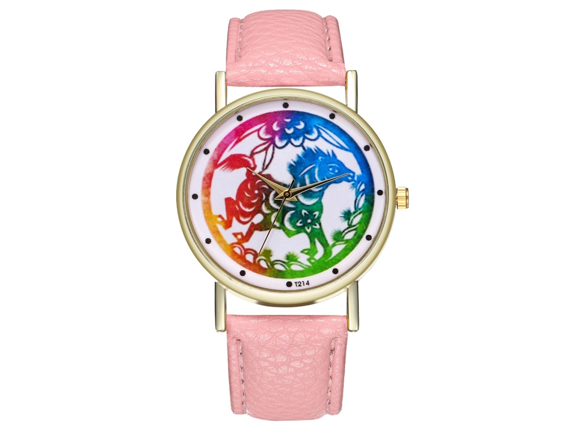 Reloj De Pulsera Analógico De Cuarzo Con Dial Redondo Moda (rosa)
