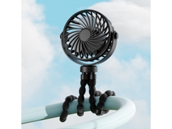 Ventilador De Cochecito Eifson Con Brazos Flexibles, 360°, Recargablenegro