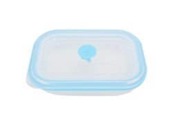 Fiambrera Plegable De Silicona Portátil De 600 Ml Para Alimentos Con Diseño Compacto - Azul