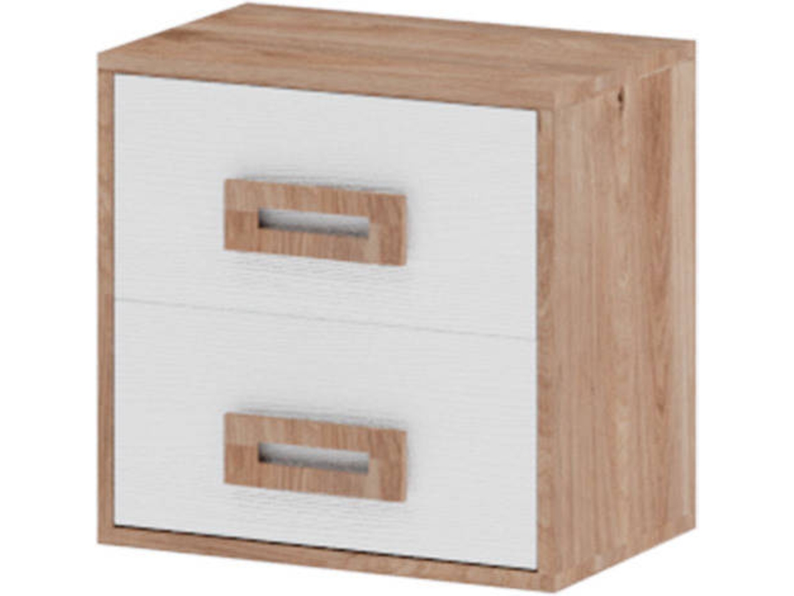 Mesita de Noche MUEBLAM Roble Nieve Melamina (43x42x28 cm)