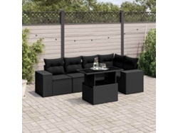Conjunto de sofás de jardín de 6 piezas DKD Home Decor con cojines de mimbre negros