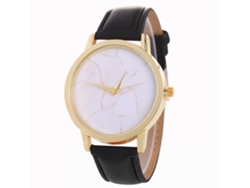 Reloj De Pulsera De Cuero Con Textura De Mármol Coreana Moda Zhoulianfa (negro)