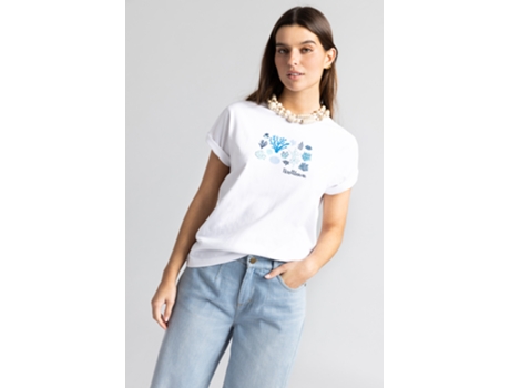 Camiseta de Mujer THROTTLEMAN Algodón Blanco (XL)