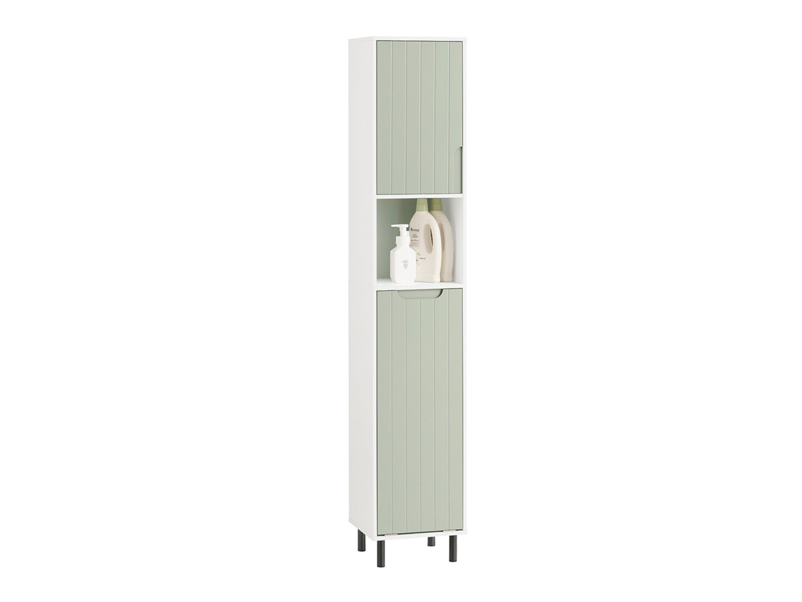 SOBUY BZR137-GR Mueble Columna De Baño Con 1 Cesto Para Ropa Sucia Verde