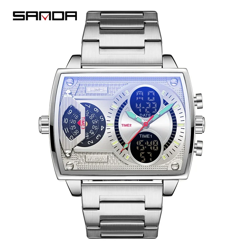 Reloj Electrónico Deportivo Multifuncional Para Estudiantes (plateado) Con Esfera Grande Cuadrada Y Elegante