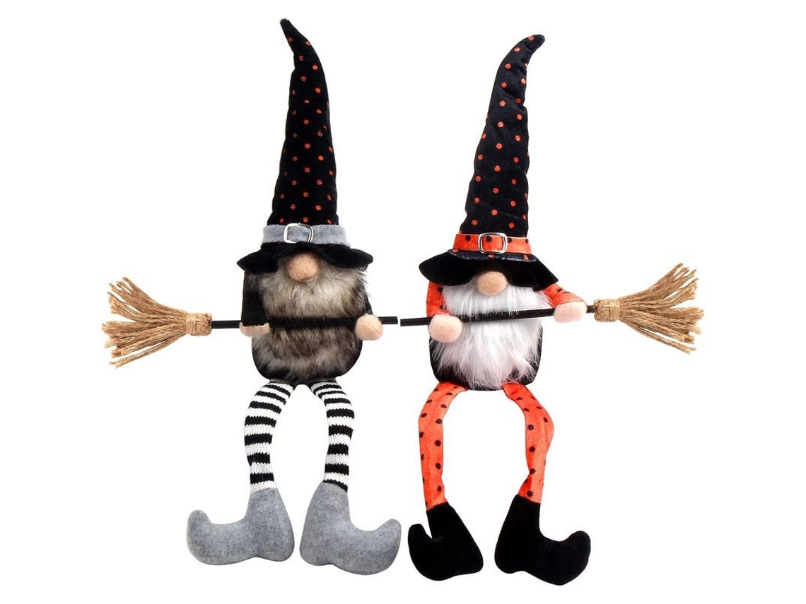 Decoración De Gnomo De Peluche De Halloween, 2 Piezas, Muñeco Sin Rostro Con Escoba Hecha A Mano.