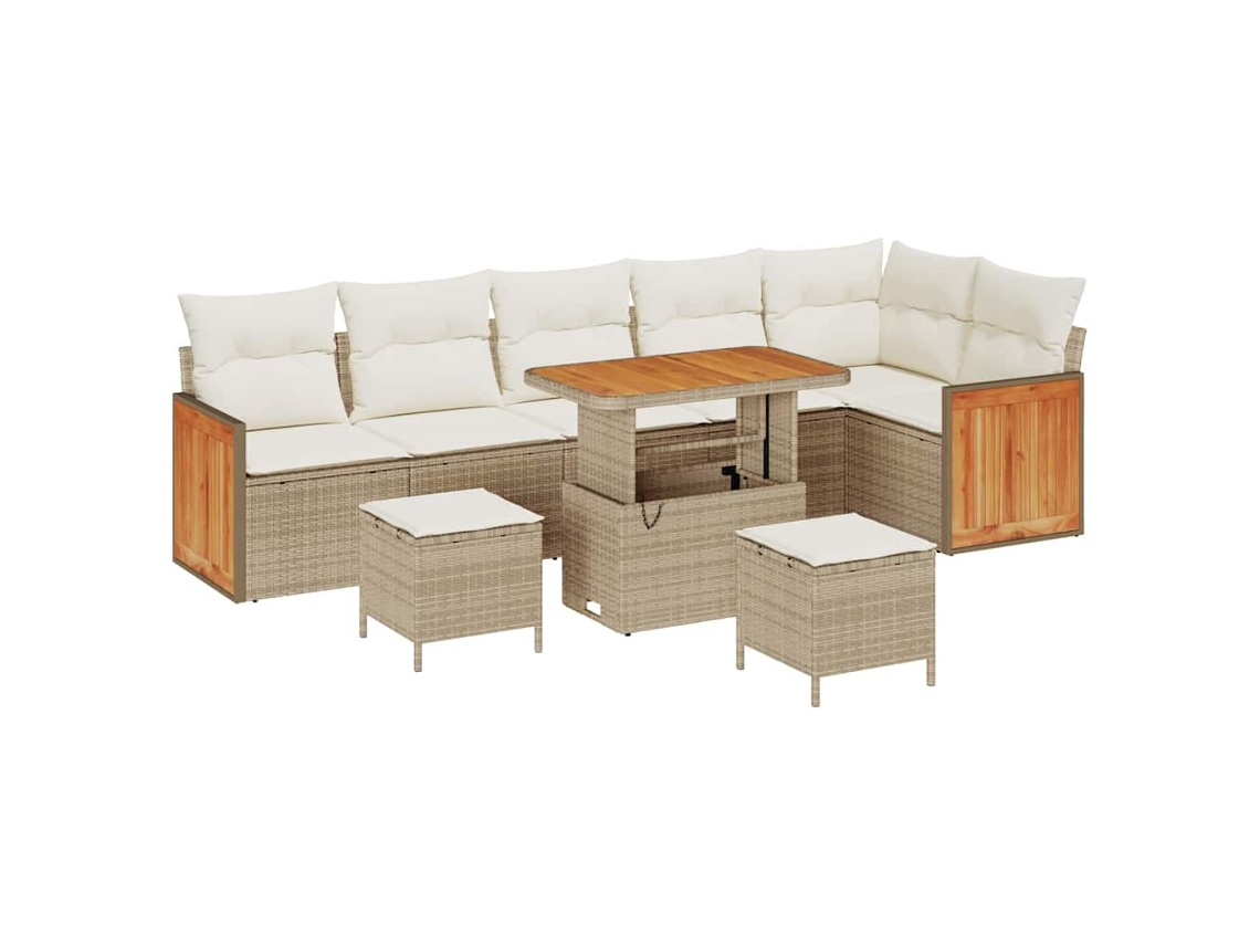Maison Exclusive - Juego de sofás de jardín de mimbre beige y crema de 11 piezas
