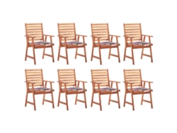 Sillas de comedor de jardín DKD Home Decor de 8 piezas con cojines de acacia maciza
