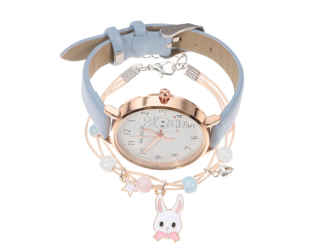 Un Exclusivo Conjunto De Relojes Con Conejitos De Dibujos Animados, Adorables Relojes Para Estudiantes, Con Correas De Conejito.