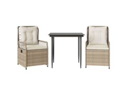 Maison Exclusive - Set Comedor De Jardín 3 Pzas Con Cojines Ratán Sintético Beige