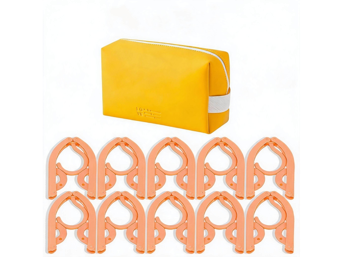 Set Perchas Eifson Plegables Viaje 10 Perchas Plástico + Bolsa (amarillo)