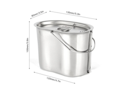 Taza de acero inoxidable cepillado con asa plegable y tapa para camping.