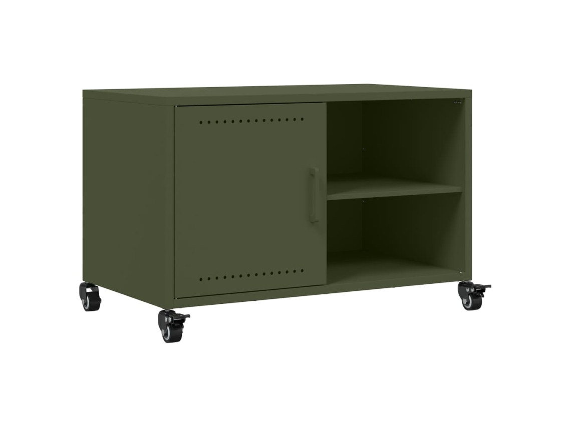 Maison Exclusive - Mueble De Tv De Acero Verde Oliva 68x39x43,5 Cm