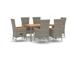 Maison Exclusive - Juego de comedor de jardín de 7 piezas con cojines de mimbre, gris