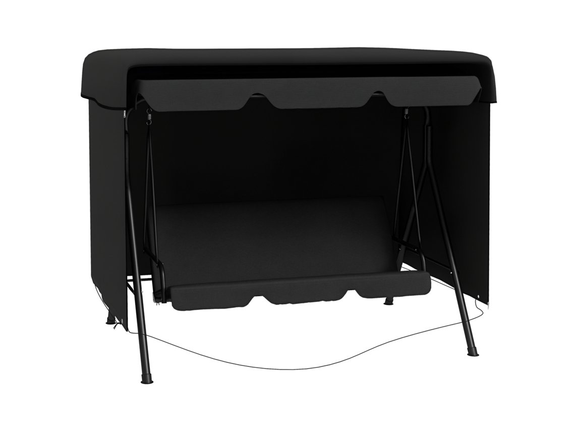 Columpio Hollywood, 3 plazas, toldo, bandeja, cojín, capacidad de 360 kg, gris oscuro. ZENCORE SERVICES