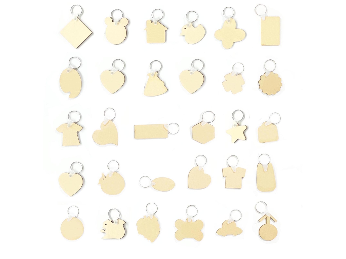 30 Llaveros De Madera En Blanco Al Por Mayor Para Grabado Láser, Accesorios De Regalo Diy Y Decoración.