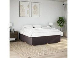 Cama Sin Colchón Tela Marrón Oscuro 200x200 Cm