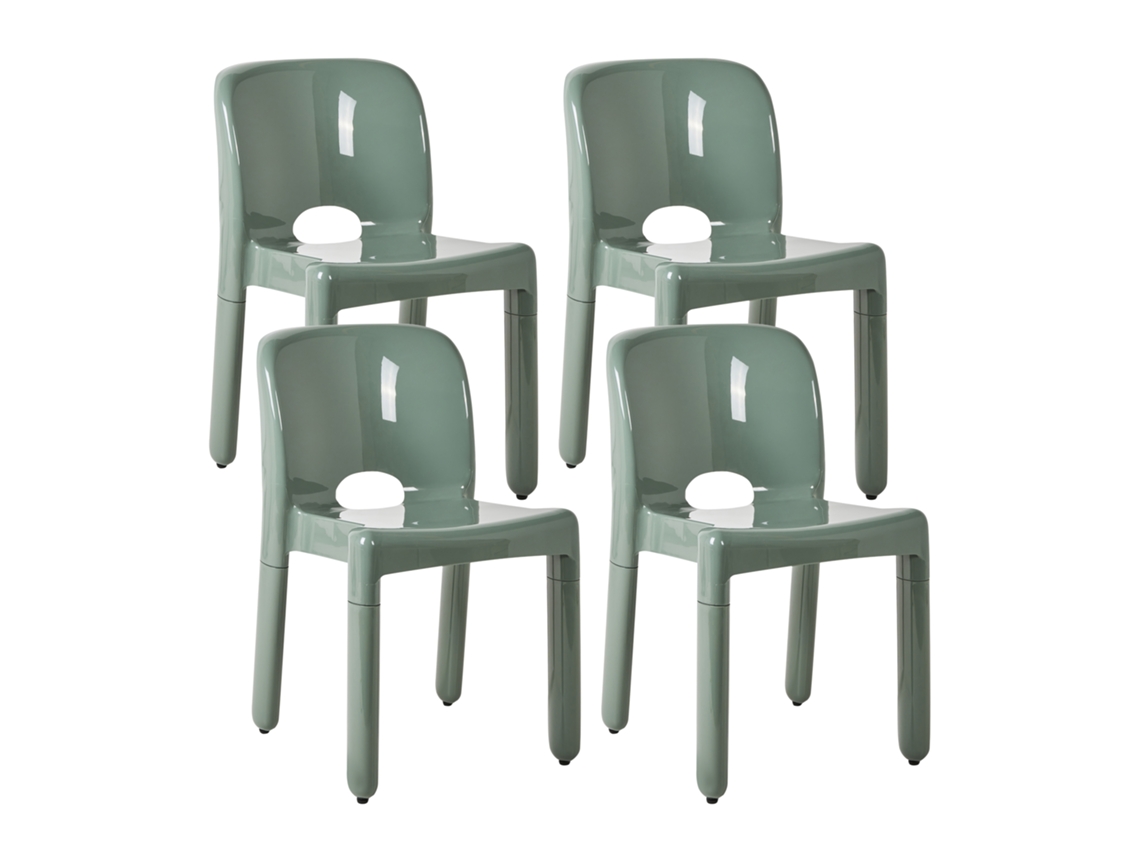 4 Cadeiras De Plástico Para Utilização No Interior E No Exterior Beliani Betim De Polipropileno Verde 43x49x76