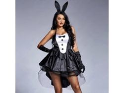 Disfraz De Conejita Sexy Para Mujer, Esmoquin De 3 Piezas Con Cola Para Fiesta De Halloween, Tallas Grandes.