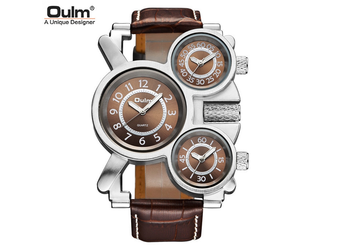 Reloj De Hombre (marrón) / Multizona Horaria / Correa De Cuero Genuino